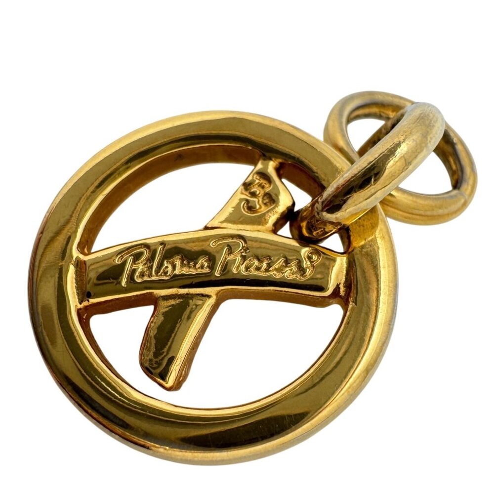 Paloma Picasso Gold Tone Keychain Pendant Charm Only 1" Without Chain Round